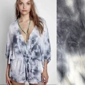 Cloth & Stone Black & White Tie Dye Romper